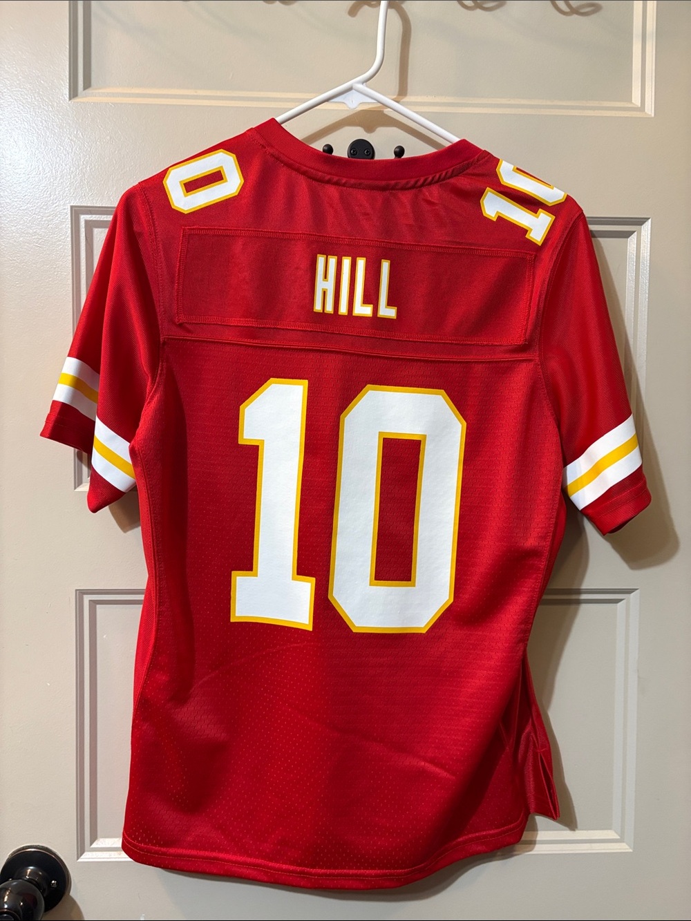 NFL Red and White #10 Football Jersey with Gold Trim